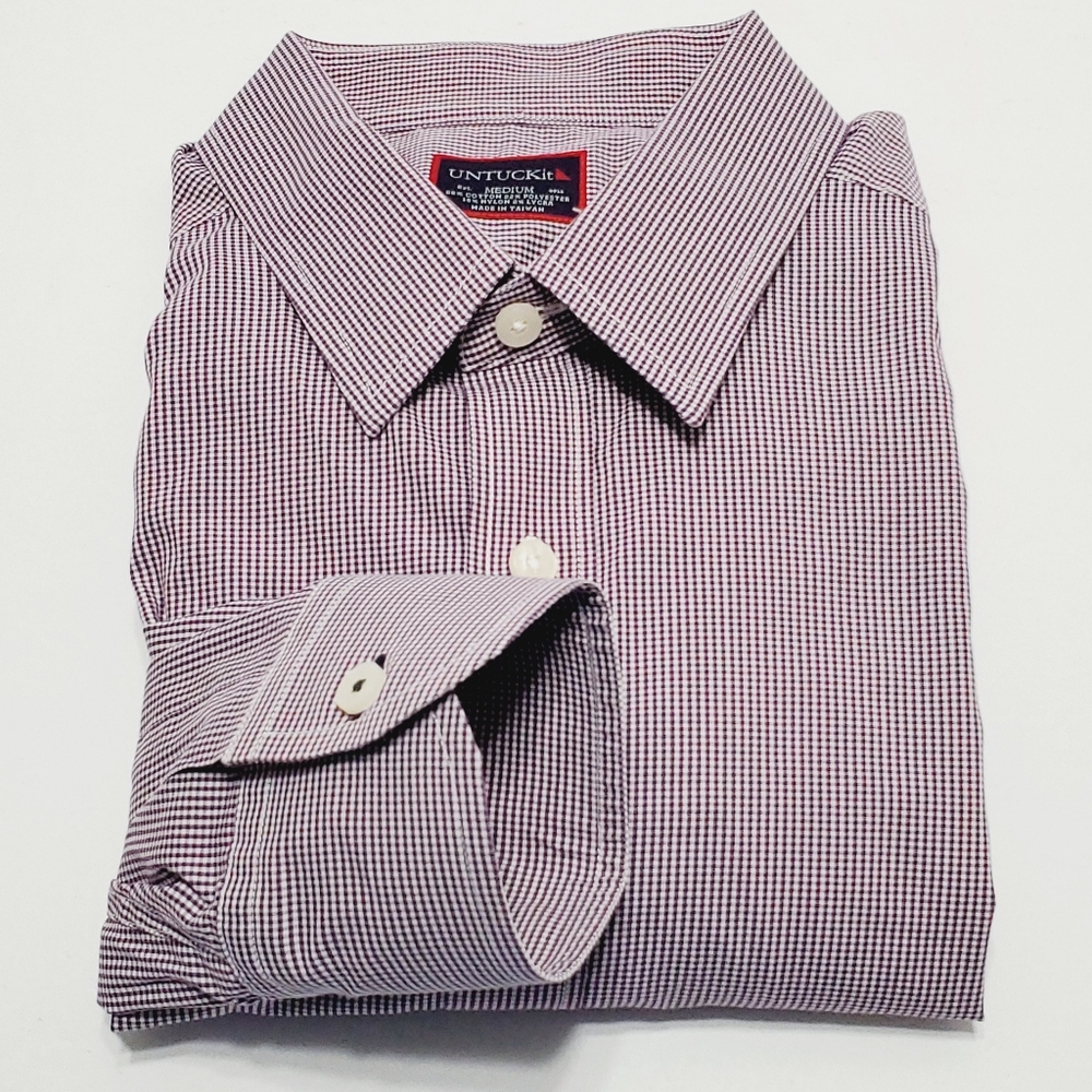 UNTUCKit Purple Check Pattern Men's Long Sleeve Casual Shirt Size Medium